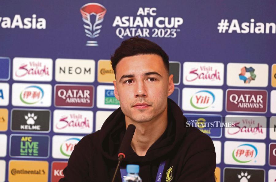 Malaysia’s Dion Cools at a press conference in Doha yesterday. Pic by HAIRUL ANUAR RAHIM 