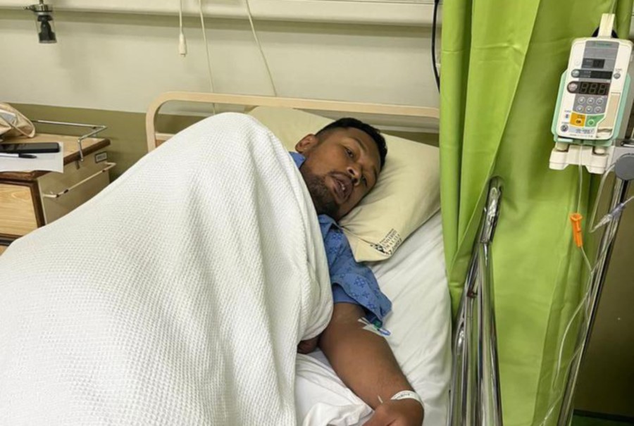 National rugby player Amin Jamaluddin in hospital.