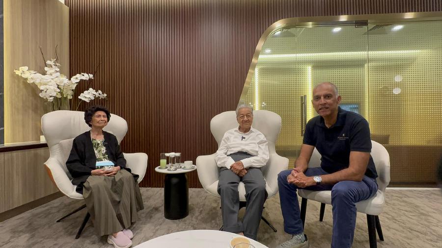 The podcast was a reunion of sorts for Tun Dr Mahathir Mohamad, Tun Dr Siti Hasmah Mohamad Ali and Datuk Dr Ryan Ponnudurai. Pic Credit: Prince Court Medical Centre