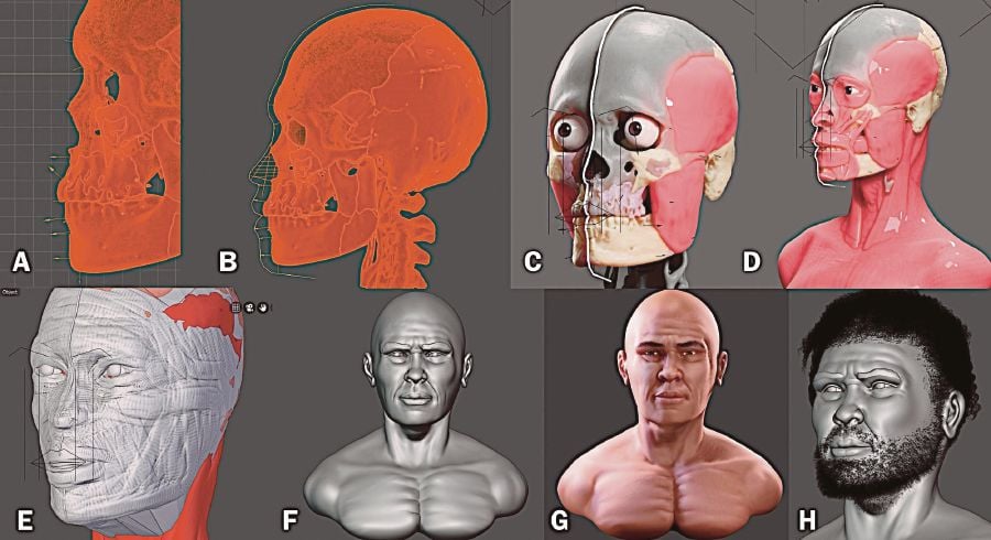 A 3D virtual reconstruction of Perak Man’s facial features done by a team of Universiti Sains Malaysia  researchers and a 3D graphics expert from Brazil. - BERNAMA pic 