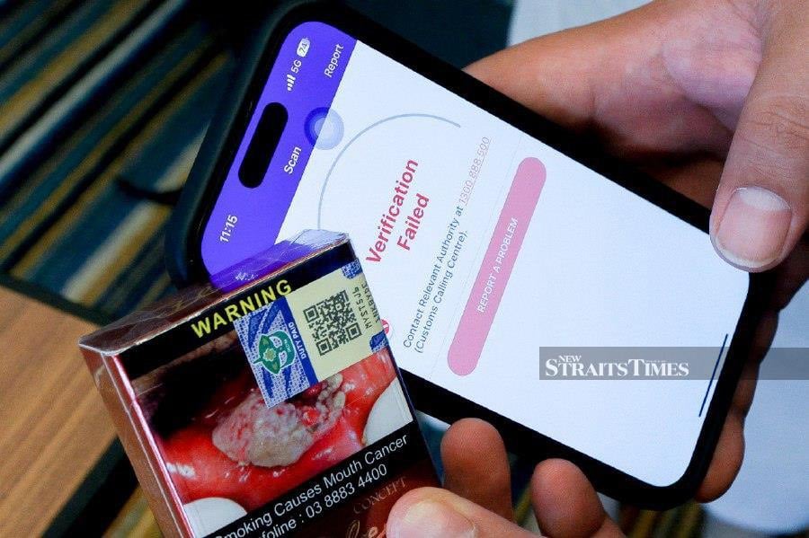 Fake tax stamp incidents surged 8.7 per cent last year, compared to 7.9 pp 2022, according to the 2023 full-year Illicit Cigarettes Study (ICS). NSTP/ASYRAF HAMZAH