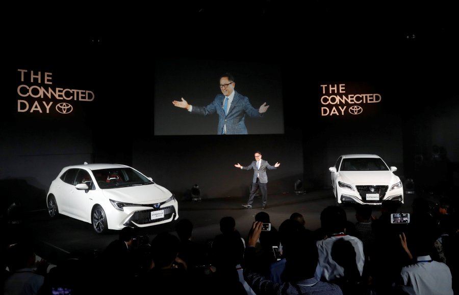 Toyota Motor Corp President Akio Toyoda attends "The Connected Day" event to launch the new Corolla and new Crown models in Tokyo, Japan. REUTERS