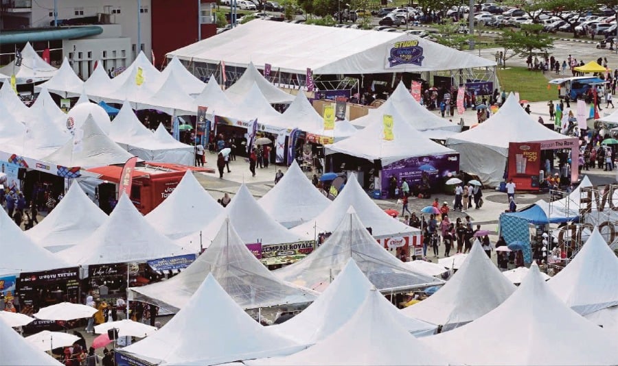 Various booths are set up for the three-day carnival.