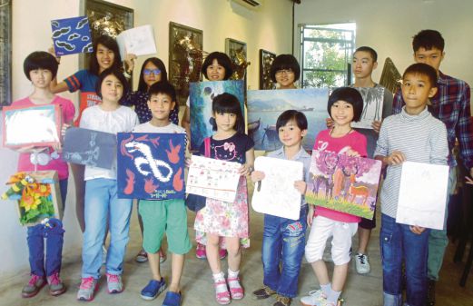 The budding artists taking part in the Kid World Art Exhibition. Pix by Paul Toh