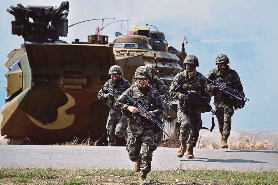 South Korean marines taking part in the joint Cobra Gold exercise held at the coastal province of Chonburi in Thailand on March 3, 2023. AFP PIC