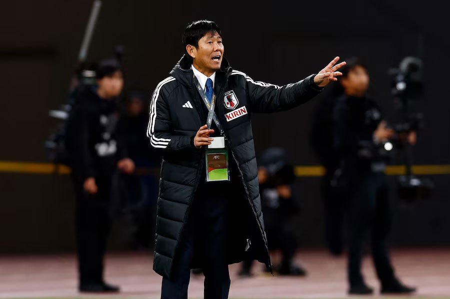 Japan coach Hajime Moriyasu reacts. REUTERS PIC