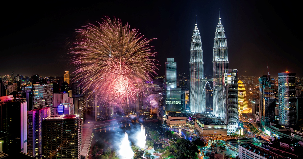 klcc malaysia new year 2022 fireworks clipart
