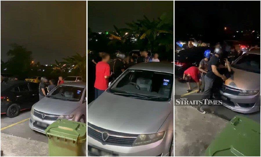 This photocombination made from a viral video, shows the altercation between the motorists in Bandar Bukit Tinggi, Klang. 
