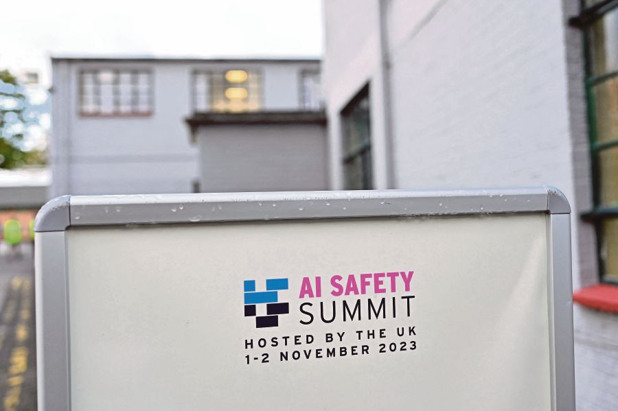  The AI Safety Summit advertisement at Bletchley Park, near Milton Keynes, north of London. AFP PIC 