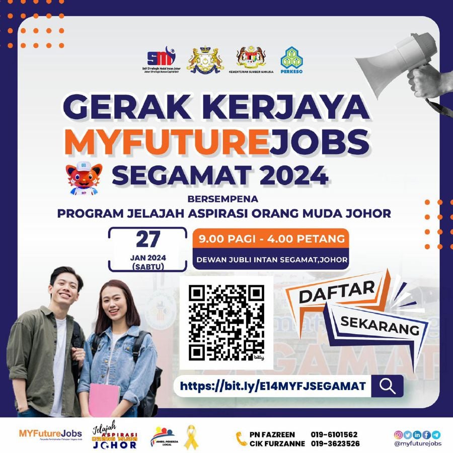 MYFutureJobs Johor career programme is set to launch this Saturday, Jan 27, at Dewan Jubli Intan in Segamat. - File pic credit (Media Digital Johor Facebook)