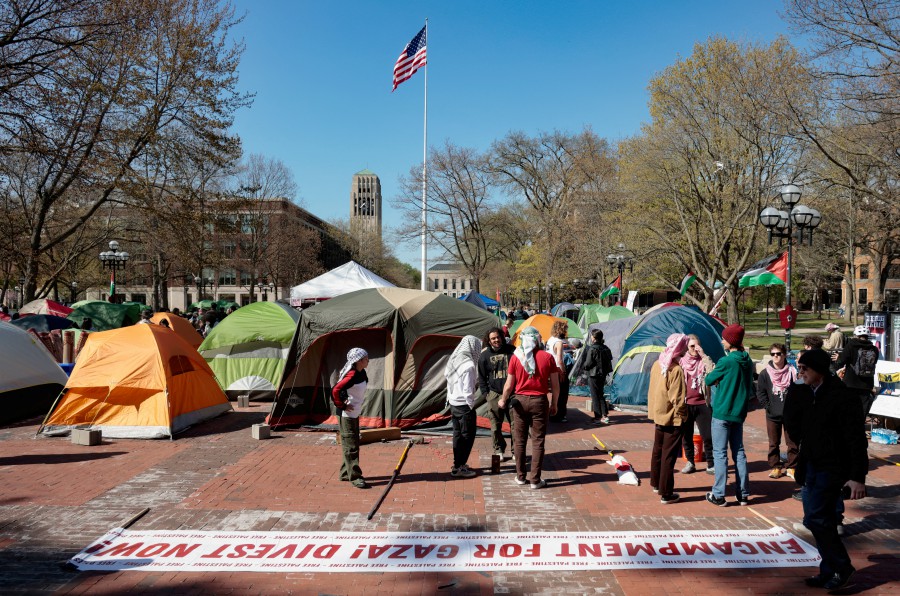 A coalition of University of Michigan students camp at an encampment in the Diag to pressure the university to divest its endowment from companies that support Israel of could profit from the ongoing conflict between Israel and Hamas on the University of Michigan college campus in Ann Arbor, Michigan. - REUTERS PIC