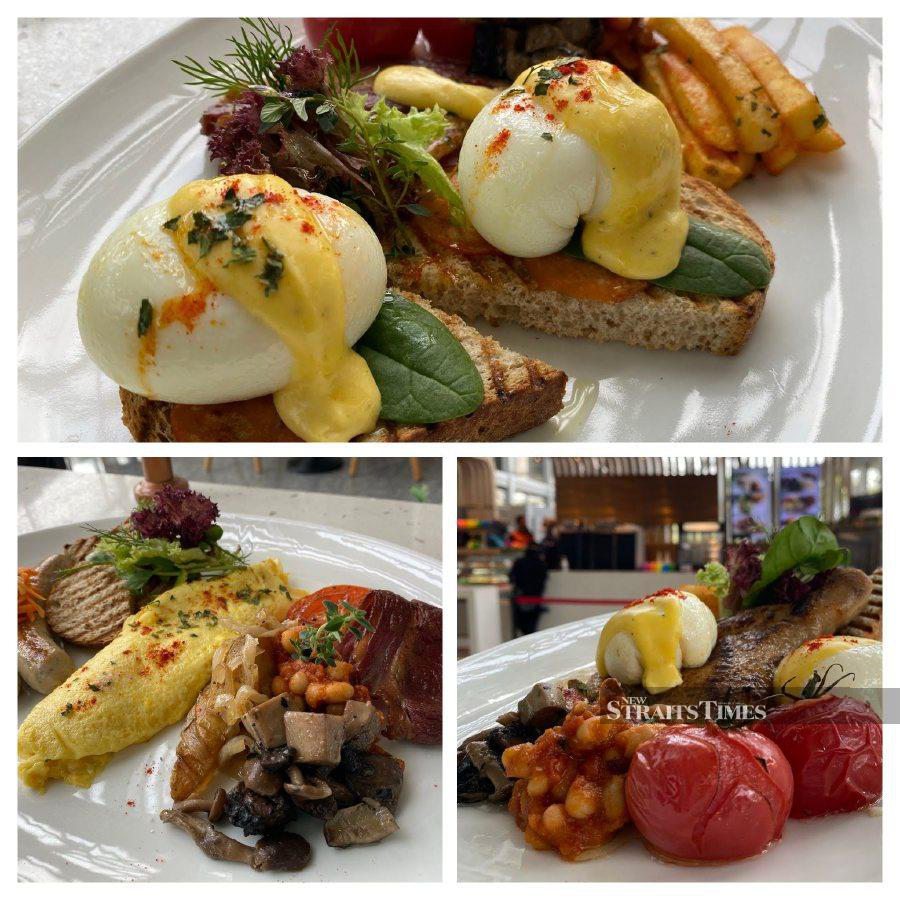 Egg-travaganza (from top, clockwise) Eggs Benedict and Beef, Chick and Oriental Taste Eggs and Ultimate Full English Breakfast. Pictures by Hanim Mohd.