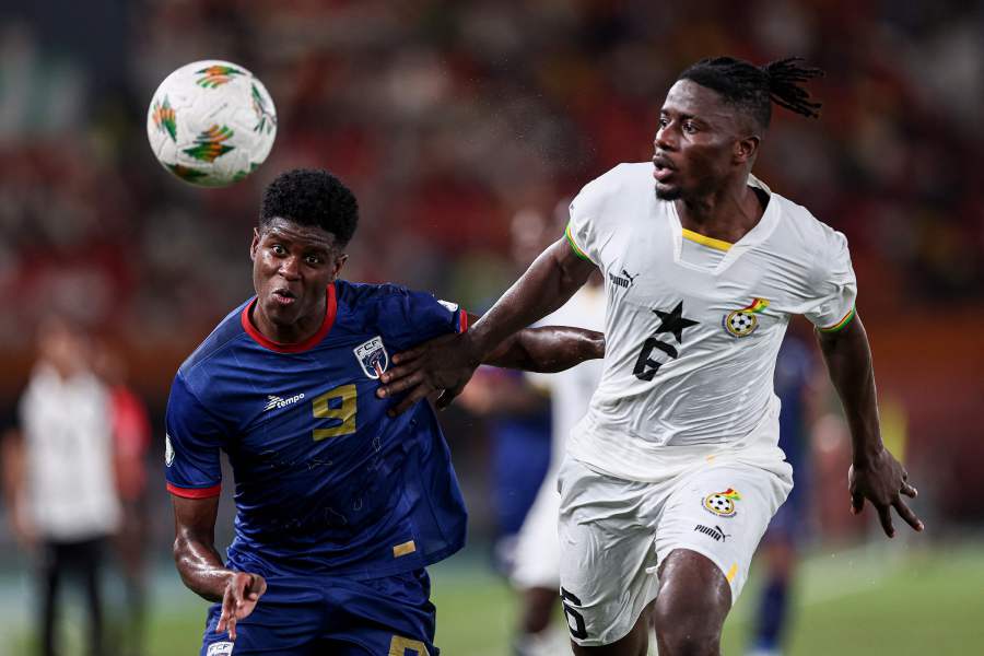 Cape Verde's forward #9 Benchimol (L) fights for the ball with Ghana's defender #6 Mohammed Salisu during the Africa Cup of Nations (CAN) 2024 group B football match between Ghana and Cape Verde on January 14, 2024.- AFP pic