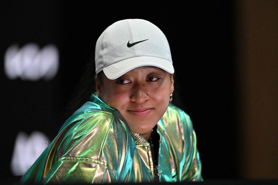 Japan's Naomi Osaka takes part in a press conference after losing her women's singles match on day two of the Australian Open tennis tournament in Melbourne on January 16, 2024. - AFP pic