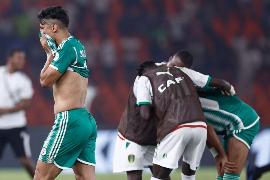 Algeria's forward #9 Baghdad Bounedjah reacts after Mauritania won the Africa Cup of Nations (CAN) 2024 group D football match between Mauritania and Algeron January 23, 2024. - AFP pic