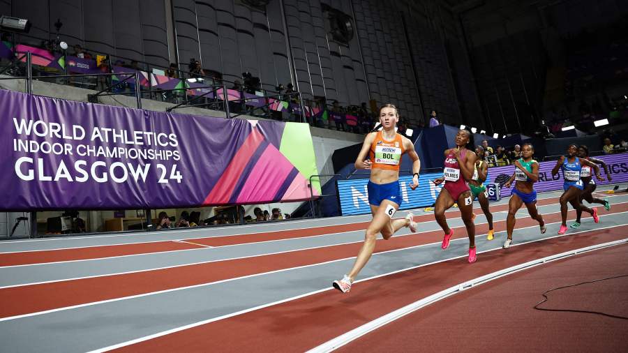 Netherlands' Femke Bol leads the the Women's 400m heat 4 during the Indoor World Athletics Championships in Glasgow, Scotland, on March 1, 2024. - AFP pic