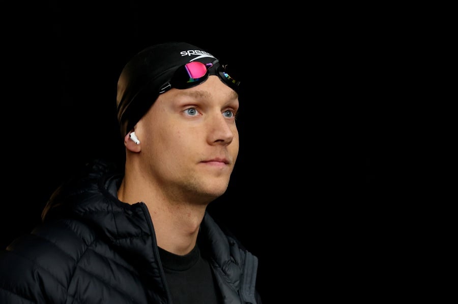 Caeleb Dressel looks on before competing in the Men's 100 Meter Butterfly Final on Day 2 of the TYR Pro Swim Series Westmont at FMC Natatorium on March 07, 2024. - AFP pic
