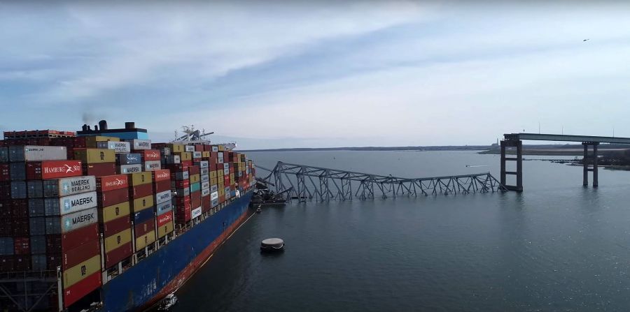 A major bridge collapsed in Baltimore on March 26, 2024, blocking one of the busiest US commercial harbors, after a heavily laden cargo ship lost power and smashed into a support column despite desperate attempts to stop in time. - AFP pic