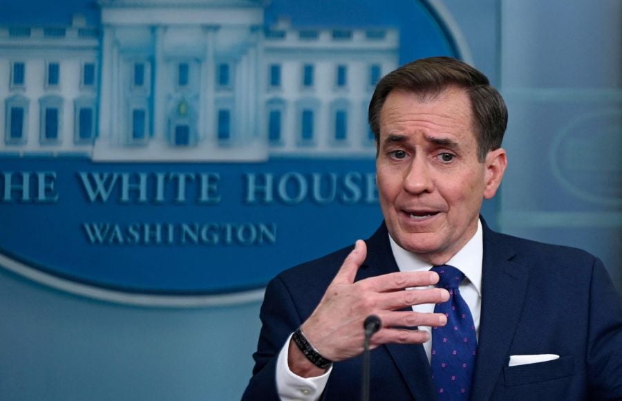 White House National Security Communications Advisor John Kirby speaks during the daily press briefing in the Brady Press Briefing Room of the White House in Washington, DC, on April 4, 2024.- AFP pic