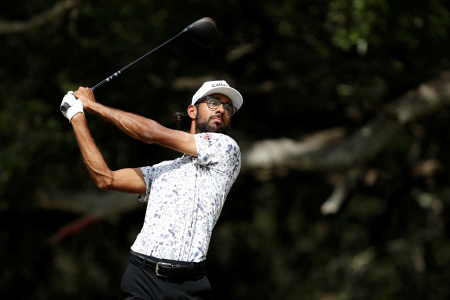 Akshay Bhatia of the United States plays his tee shot on the 14th hole during the third round of the Valero Texas Open at TPC San Antonio on April 06, 2024 in San Antonio, Texas.- AFP pic