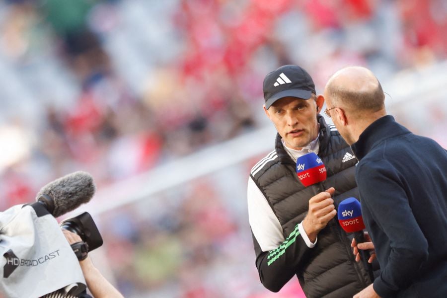 Bayern Munich's German head coach Thomas Tuchel is interviewed prior to the German first division Bundesliga football match between FC Bayern Munich and 1 FC Cologne in Munich, southern Germany on April 13, 2024. - AFP Pic