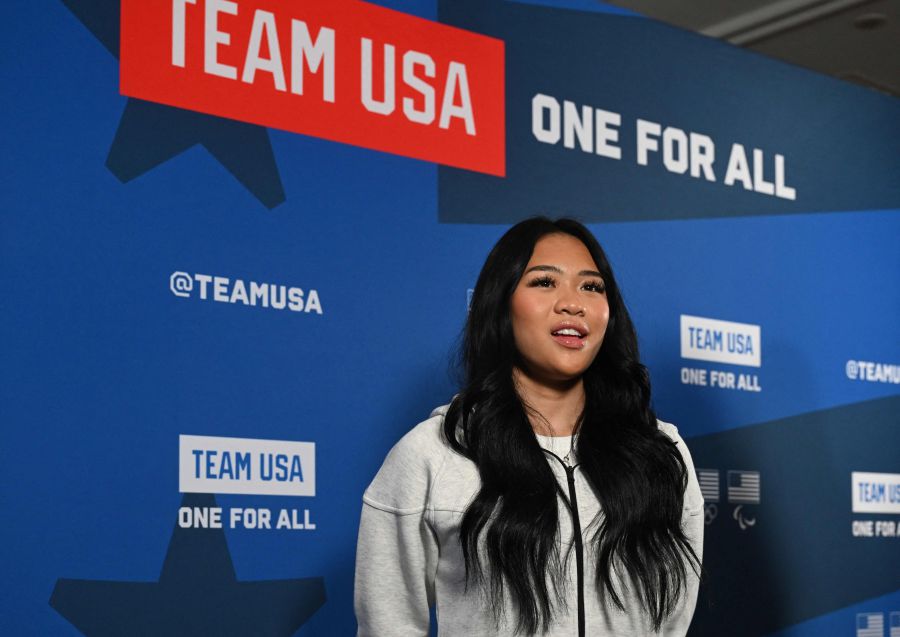 US gymnast Sunisa "Suni" Lee speaks to the press during the Team USA Media Summit in New York City on April 15, 2024, ahead of the 2024 Paris Summer Olympics.- AFP pic