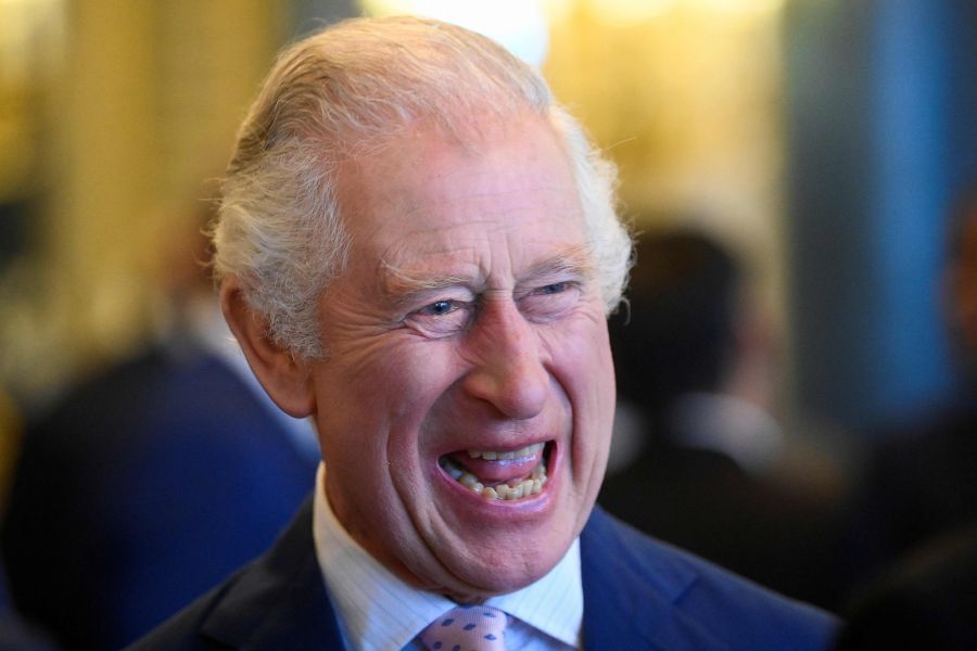 Britain's King Charles III smiles as he speaks with guests during a Realm Governors General and Prime Ministers Lunch, at Buckingham Palace in London on May 5, 2023, ahead of the coronation weekend. - AFP Pic