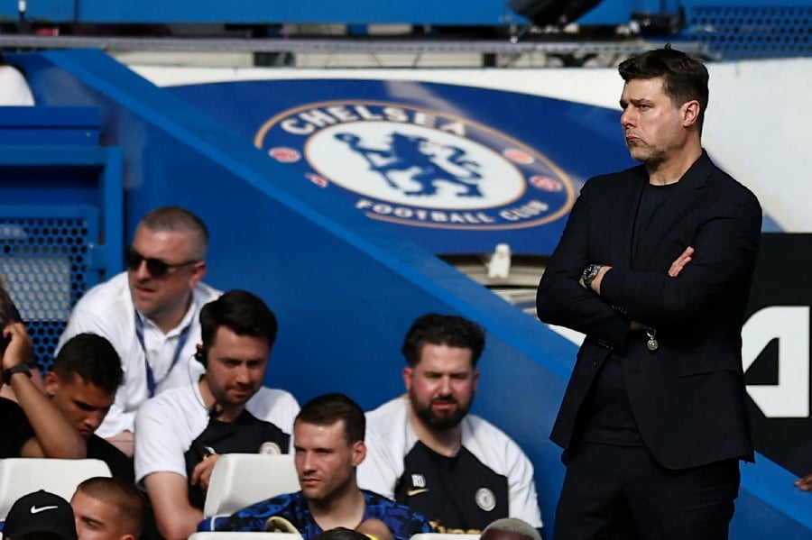 Chelsea's Argentinian head coach Mauricio Pochettino reacts during the English Premier League football match between Chelsea and Bournemouth at Stamford Bridge in London on May 19, 2024.- AFP pic