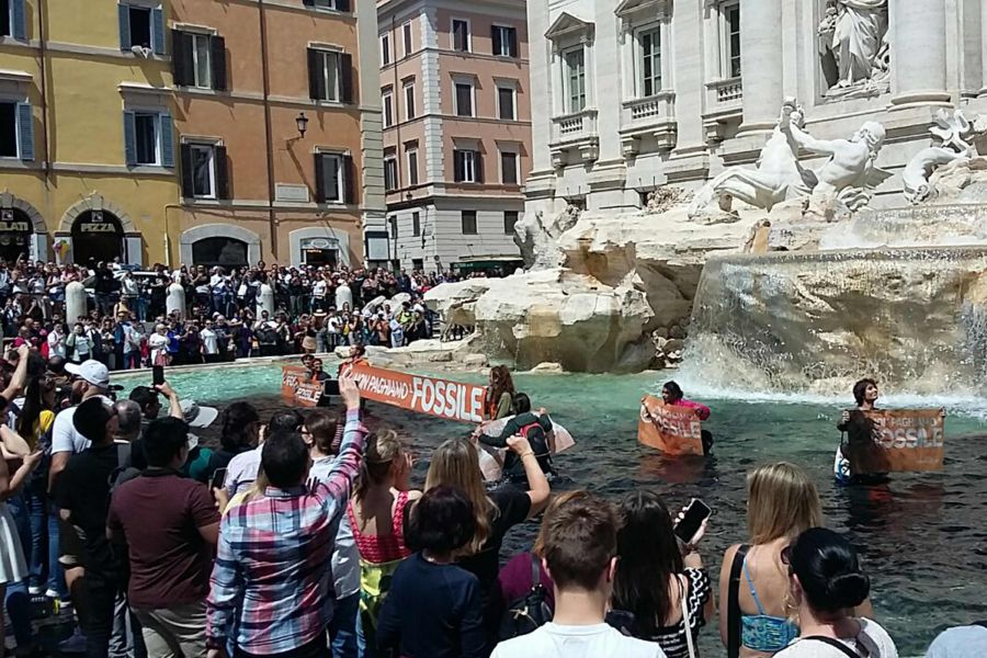 Trevi Fountain water turns black in Rome climate protest New Straits