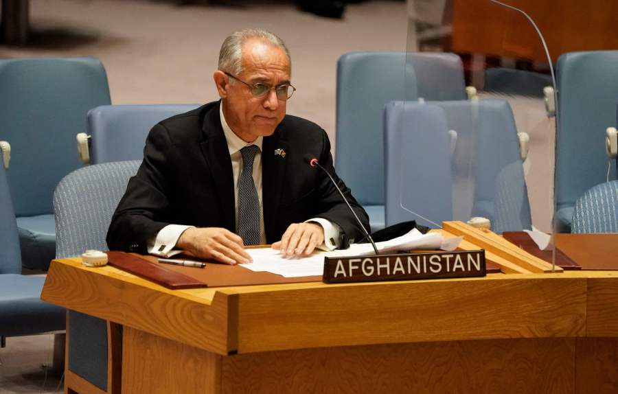 (FILES) In this file photo Permanent Representative of Afghanistan to the United Nations, Ghulam Isaczai speaks during a UN security council meeting on Afghanistan on August 16, 2021 at the United Nations in New York. - Afghanistan's ambassador to the UN has pulled out of delivering an address to world leaders at the United Nations General Assembly later September 27, 2021, a UN spokesperson said. Ghulam Isaczai, who represented ousted president Ashraf Ghani's regime, had been due to defy the Taliban with a speech but his name was removed from the list of speakers early Monday."The country withdraws its participation in the general debate," Monica Grayley, a spokeswoman for the assembly's president, confirmed to AFP. - AFP pic