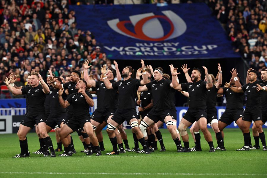 New Zealand's players perform the haka prior to the France 2023 Rugby World Cup semi-final match between Argentina and New Zealand at the Stade de France in Saint-Denis, on the outskirts of Paris, on October 20, 2023.- AFP Pic