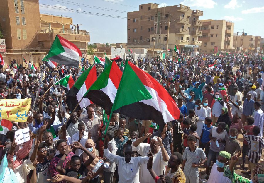 Sudanese anti-coup protesters attend a gathering in the capital Khartoum's twin city of Omdurman, to express their support for the country's democratic transition which a military takeover and deadly crackdown derailed.- AFP Pic