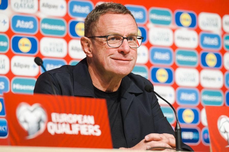 Austria's coach Ralf Rangnick attends a press conference after the Euro 2024 football tournament group F first round qualifying match between Estonia and Austria in Tallin, Estonia, on November 16, 2023. - AFP Pic