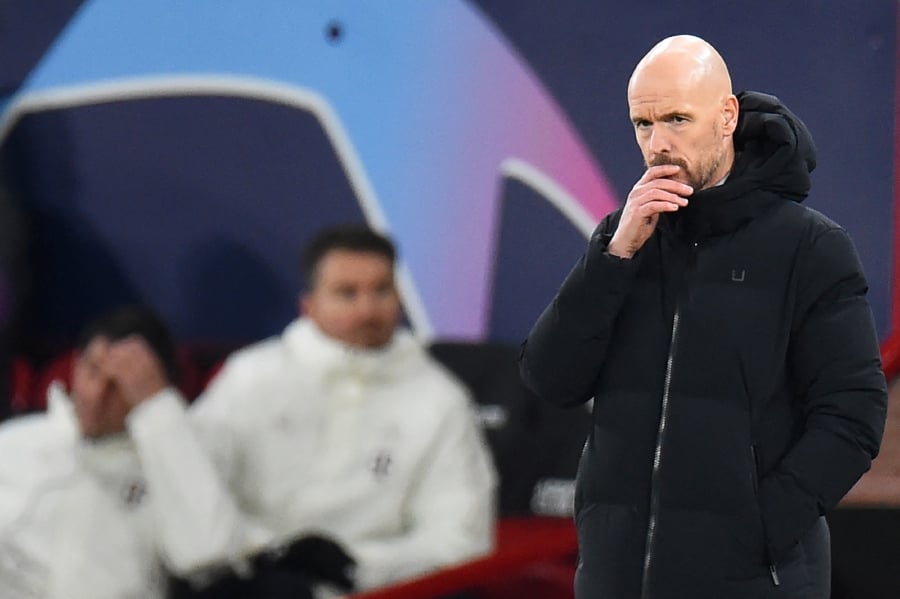 Manchester United's Dutch manager Erik ten Hag reacts during the UEFA Champions League group A football match between Manchester United and FC Bayern Munich. - AFP pic