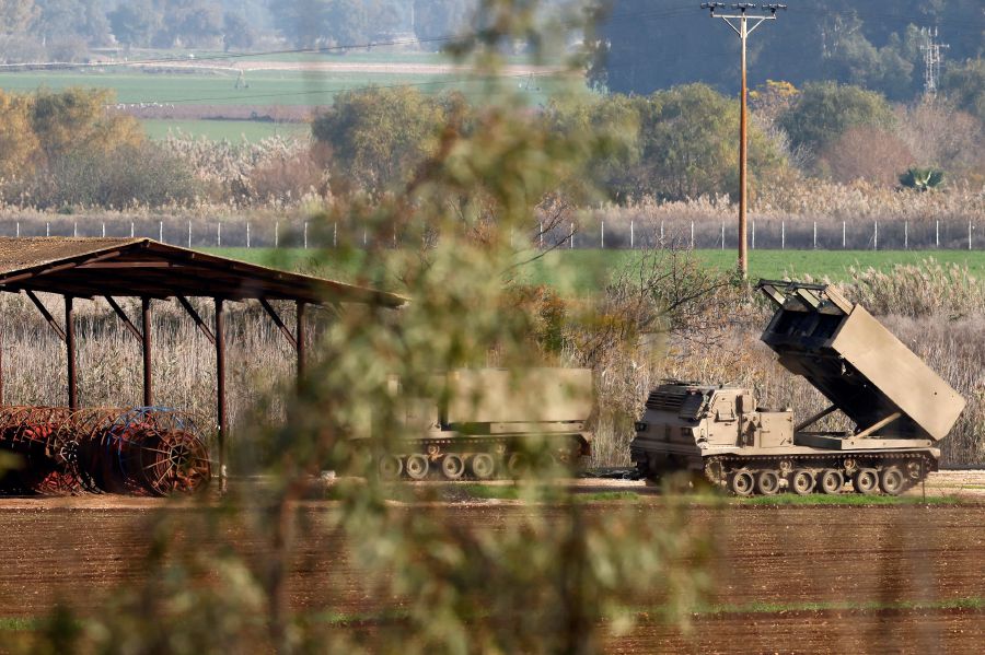 Israeli multiple rocket launchers are deployed in the Upper Galilee in northern Israel near the border with Lebanon on December 28, 2023. The Israeli army on December 28 said it intercepted a drone that crossed in from Lebanon over northern Israel, a day after a drone crashed in the Golan Heights. - AFP pic