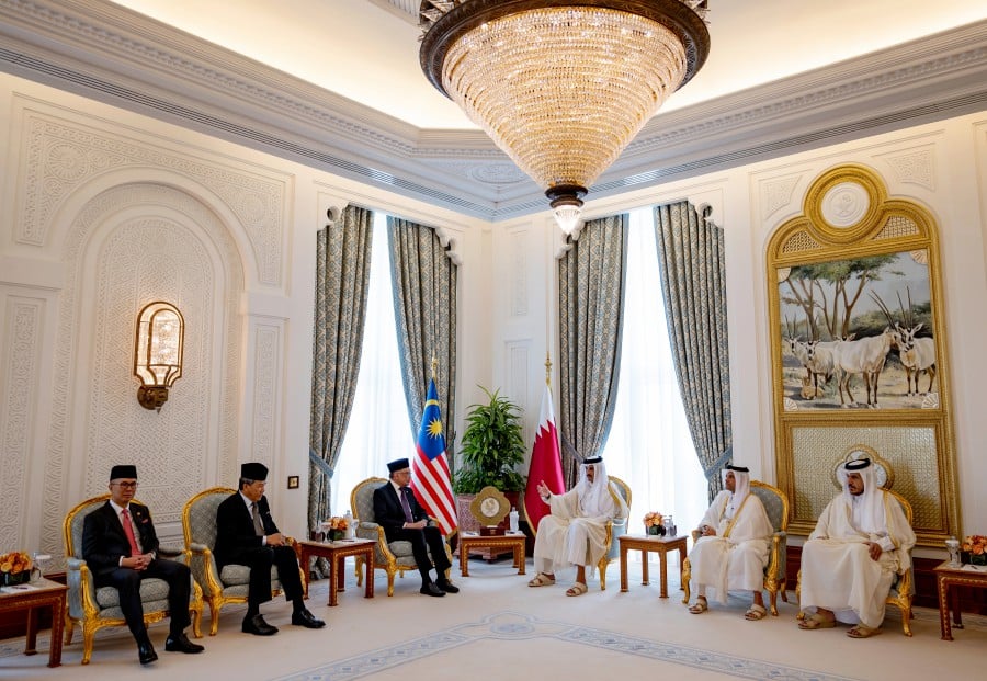 The Palestine-Israel conflict as well as bilateral cooperation were among the major topics of discussion between Prime Minister Datuk Seri Anwar Ibrahim and Emir of Qatar, Sheikh Tamim bin Hamad Al Thani. - Bernama pic