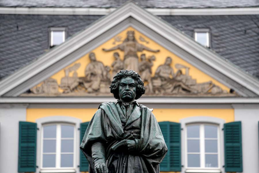 A statue of world famous composer Ludwig van Beethoven is stands in the city center of his birthplace Bonn, Germany. - AP Pic
