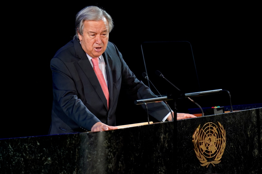 United Nations Secretary-General Antonio Guterres speaks during an event called "SDG Moment 2022" at United Nations headquarters. - AP Pic