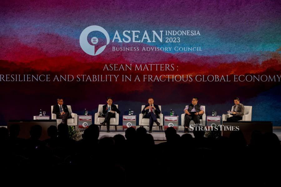 Roger Cook, the Premier of Western Australia, speaks, as Sandiaga Uno, Indonesia's Minister of Tourism and Creative Economy, Kunihiko Hirabayashi, Secretary General of ASEAN Japan Centre, Piti Srisangnam, Executive Director of ASEAN Foundation, and the moderator Rahayu Saraswati, listen, during a plenary at the ASEAN Business and Investment Summit in Jakarta, Indonesia, September 3, 2023. -REUTERS PIC