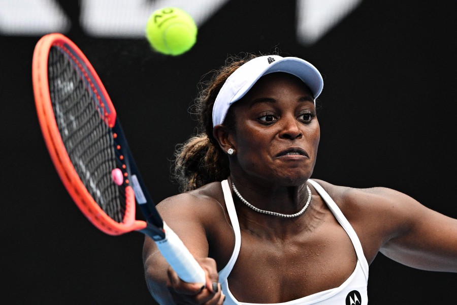 USA's Sloane Stephens hits a return against Russia's Anna Kalinskaya during their women's singles match on day seven of the Australian Open tennis tournament in Melbourne. - AFP pic