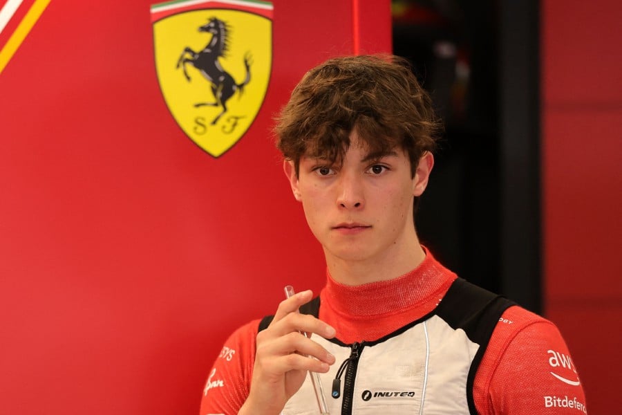 Ferrari's British reserve driver Oliver Bearman gets ready to take part in the third practice session of the Saudi Arabian Formula One Grand Prix at the Jeddah Corniche Circuit in Jeddah, replacing the Scuderia's Spanish driver Carlos Sainz Jr who was diagnosed with appendicitis requiring surgery. - AFP pic