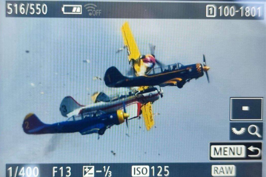 Two small planes collided midair Sunday during an air show performance in southern Portugal, the air force said, with media reporting that one of the pilots was killed. - Pic source from Social Media
