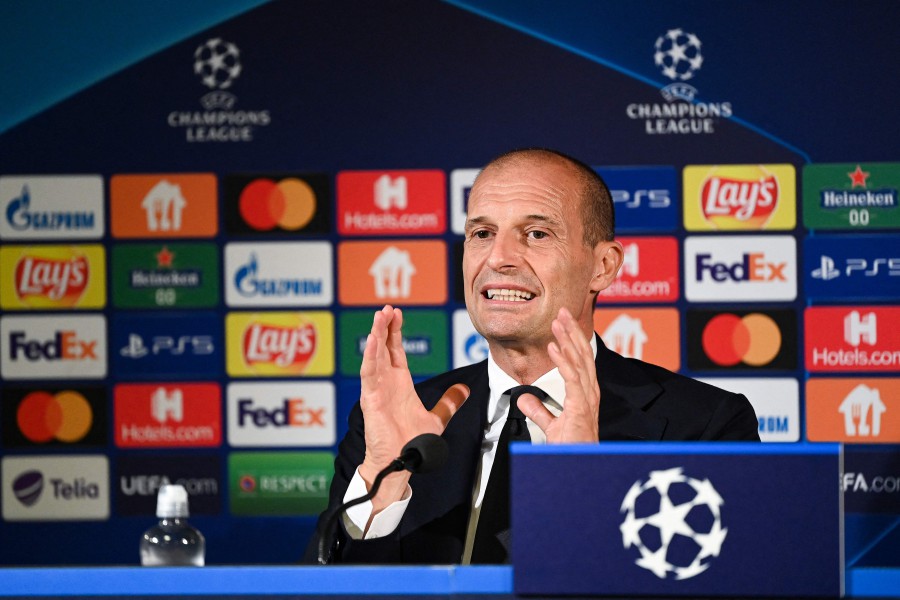Juventus' Italian head coach Massimiliano Allegri attends a press conference on the eve of the UEFA Champions League group H match against Malmo in Malmo, Sweden. - AFP PIC
