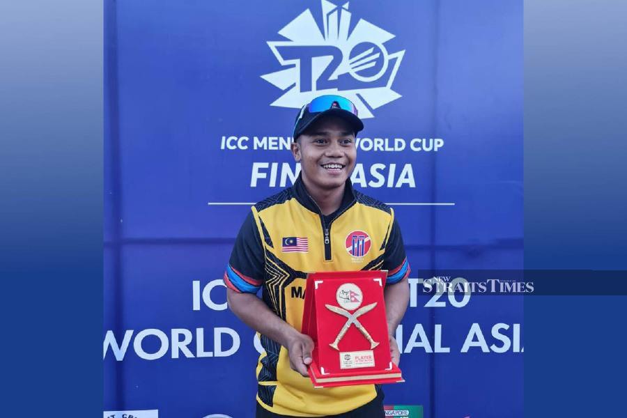 Amir Azim Abdul Shukor was named the Man of the Match for taking five wickets against Singapore.