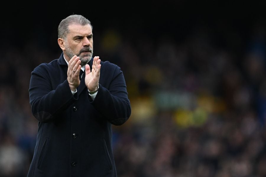 Tottenham Hotspur's Greek-Australian Head Coach Ange Postecoglou reacts at the end of the English Premier League football match between Everton and Tottenham Hotspur at Goodison Park in Liverpool, northwest England, on February 3, 2024. AFP FILE PIC