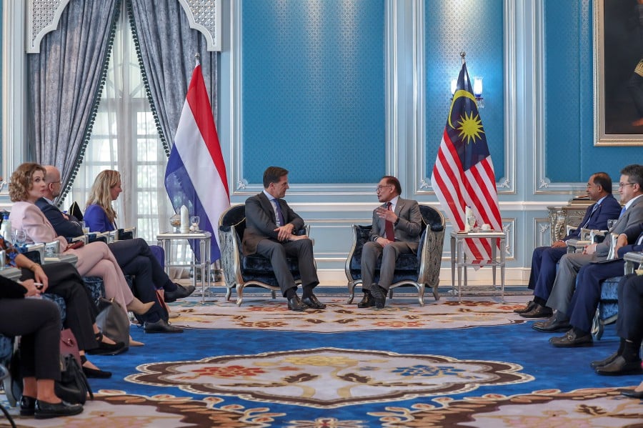Issues surrounding the palm oil industry and cooperation in several industries, including artificial intelligence (AI) development, were among several matters discussed when Prime Minister Datuk Seri Anwar Ibrahim received a courtesy call from his Dutch counterpart, Mark Rutte, at the Seri Perdana Complex in Putrajaya near here today. - Bernama pic