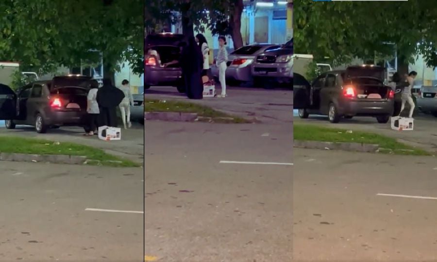 A video of a family suspected of abandoning cats on the streets has gone viral, sparking anger among netizens over their irresponsible action. - Screenshot from viral video