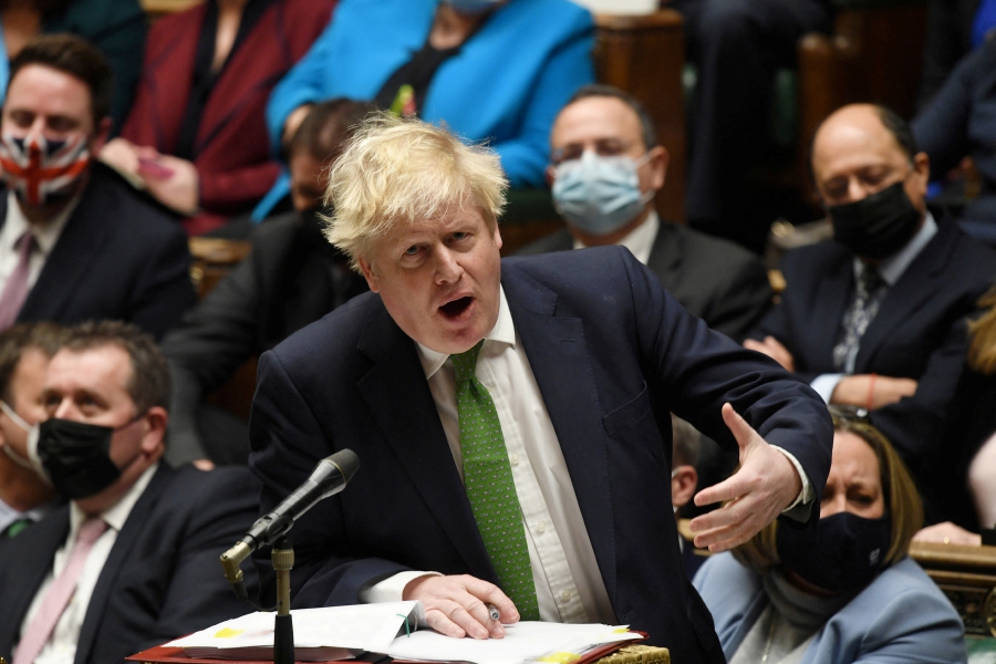 British Prime Minister Boris Johnson speaks during the weekly question time debate at Parliament in London, Britain, January 19, 2022. (Photo by UK Parliament/Jessica Taylor/Handout via REUTERS)