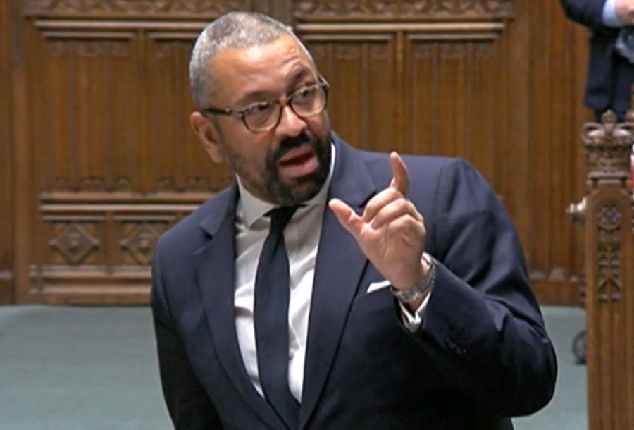 A video grab from footage broadcast by the UK Parliament's Parliamentary Recording Unit (PRU) shows Britain's Home Secretary James Cleverly opening the Safety of Rwanda (Asylum and Immigration) Bill: 2nd reading, in the House of Commons, in London. UK Prime Minister Rishi Sunak on Tuesday seeks to avoid a humiliating defeat for his latest plans to send migrants to Rwanda that have split his ruling Conservative party. The Safety of Rwanda (Asylum and Immigration) Bill is Sunak's answer to a unanimous Supreme Court ruling last month that deporting asylum seekers to Rwanda was illegal in international law. - (Photo by PRU / AFP) 