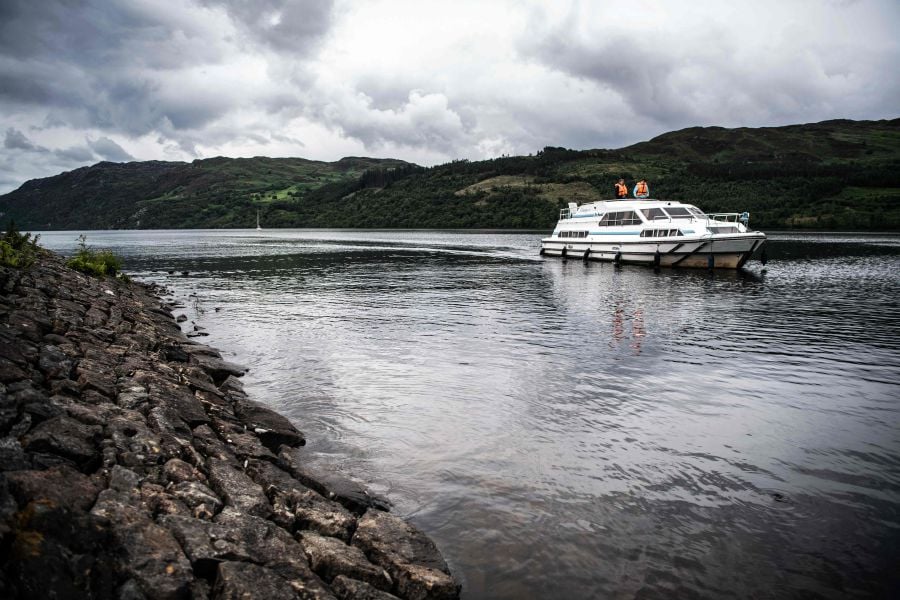 A photograph taken on July 6, 2023 shows Loch Ness, in the Scottish Highlands, which is experiencing lower than average water level. - AFP Pic